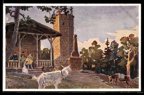 Künstler maikammer turm - künstler-ak, &