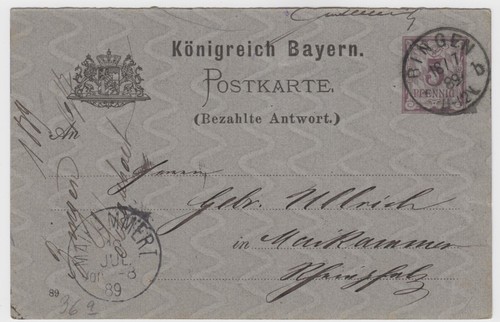 Bayern ganzsache pf - bayern,